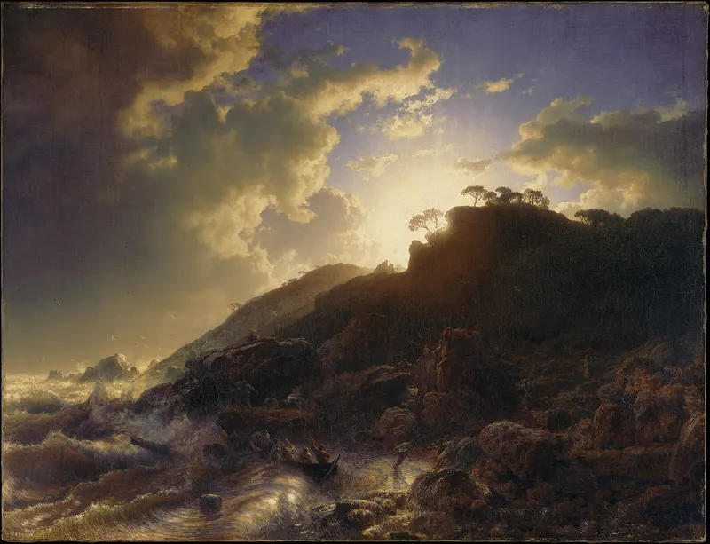 Sunset after a Storm on the Coast of Sicily, Andreas Achenbach