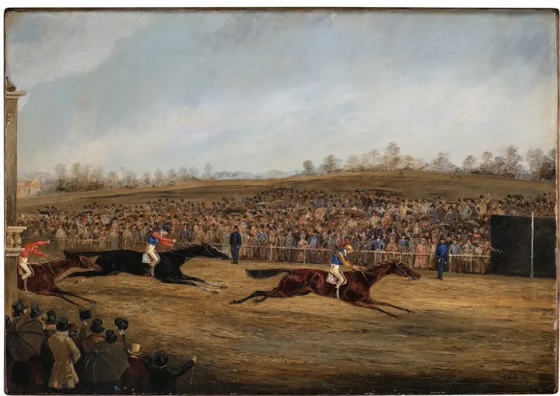 Doncaster St. Leger - The Finish, Henry Thomas Alken, hand-coloured aquatint