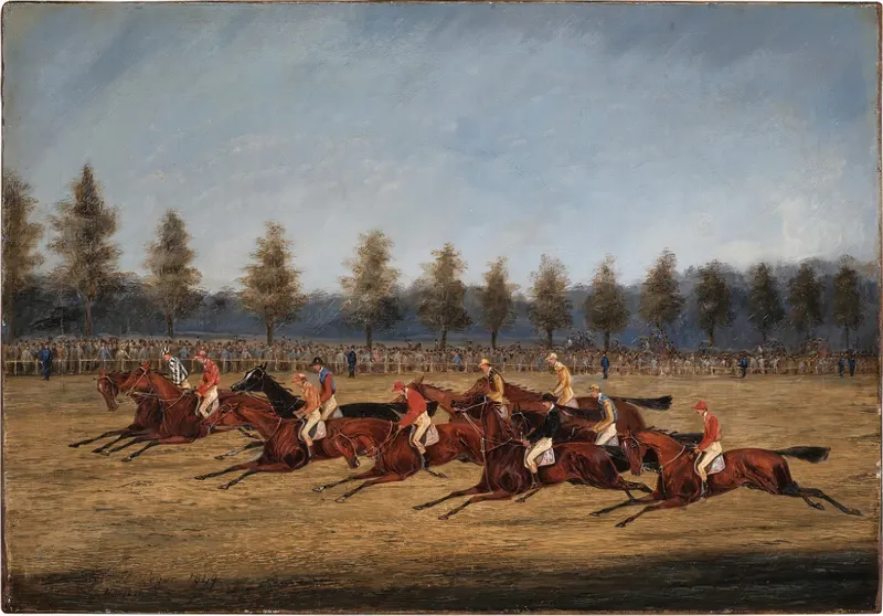 Doncaster St. Leger - The Start, Henry Thomas Alken, hand-coloured aquatint