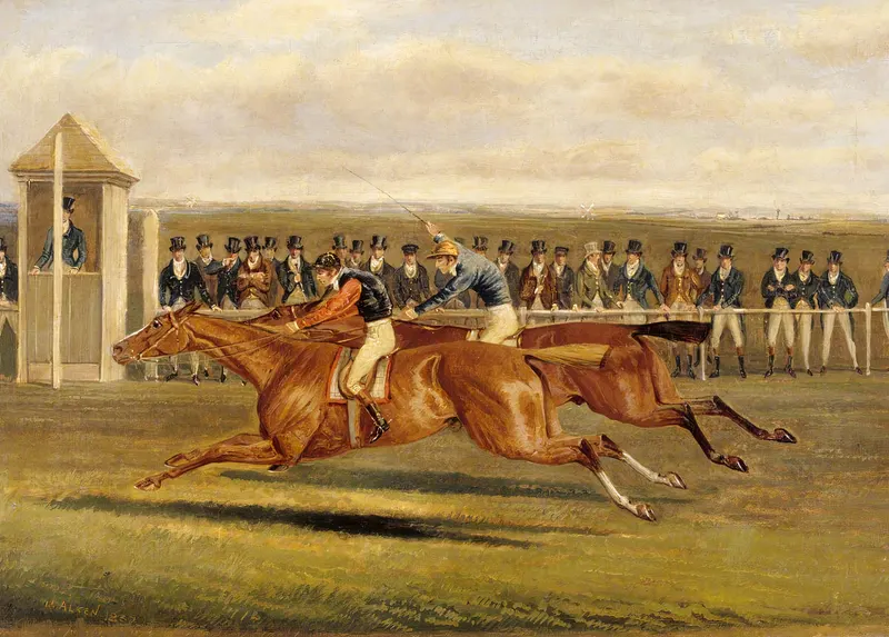 'Elis', Beating Colonel Peel's 'Slane', 300 Guineas, Newmarket, Henry Thomas Alken, oil on canvas