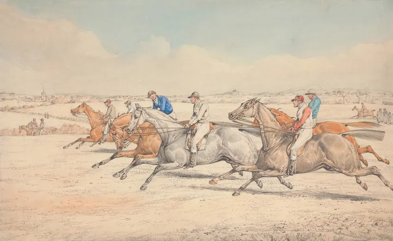 Steeplechasing — The Start, Henry Thomas Alken, graphite and watercolour