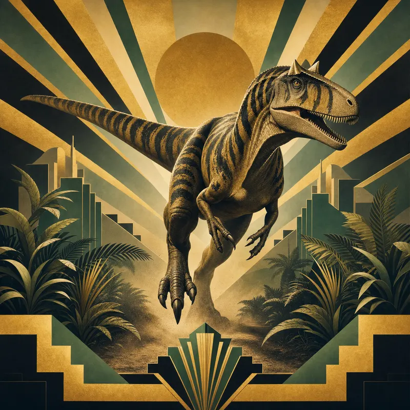 Allosaurus fragilis, Art Deco, Thunder Lizards