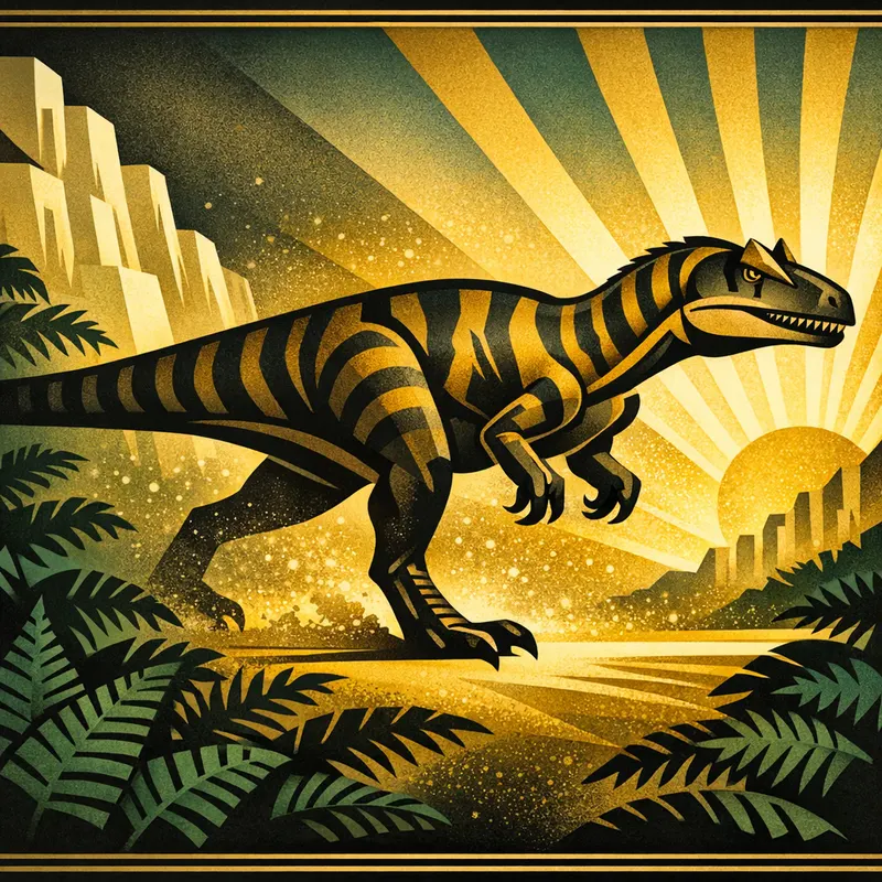 Allosaurus fragilis, Art Deco, Thunder Lizards