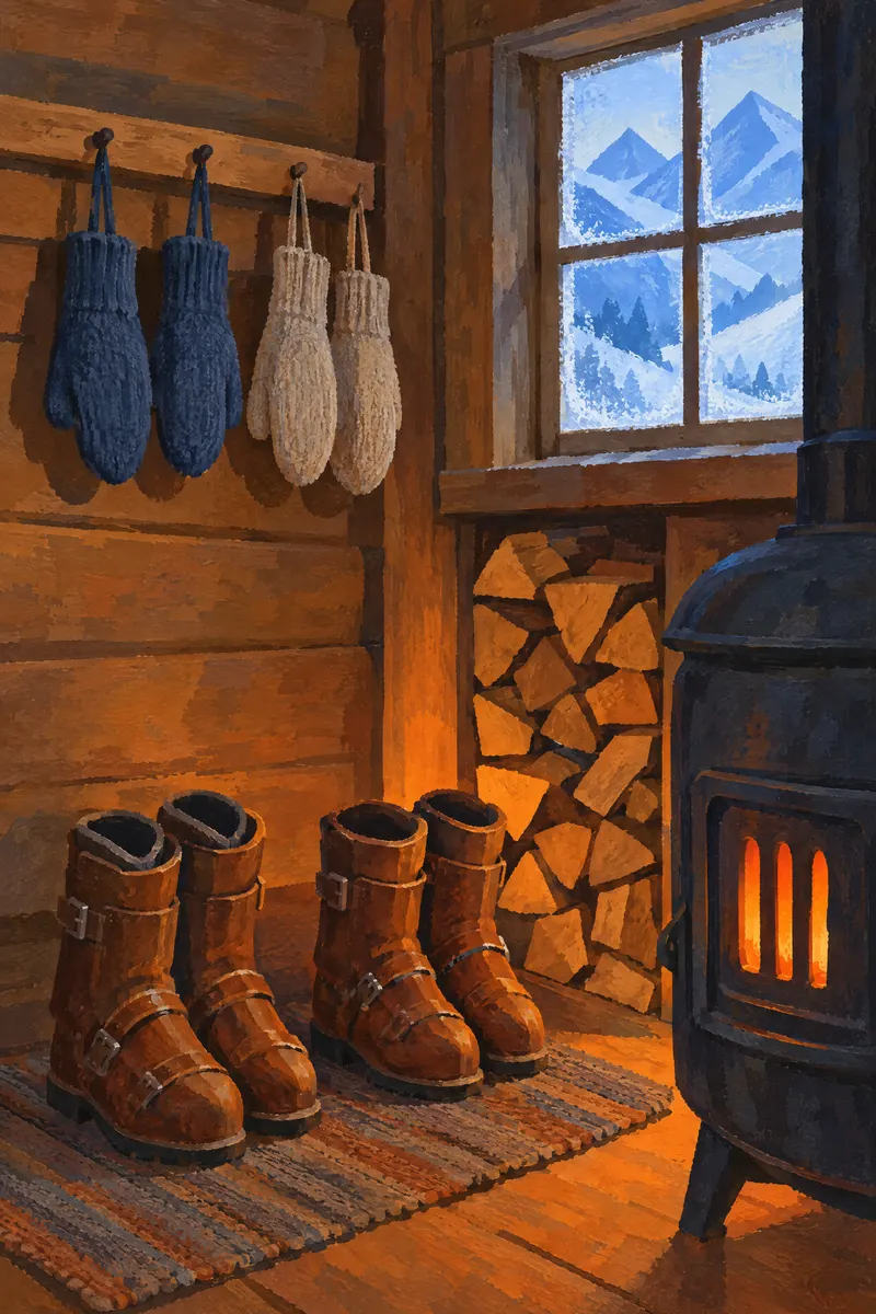 Mittens By Stove, Painted Agency