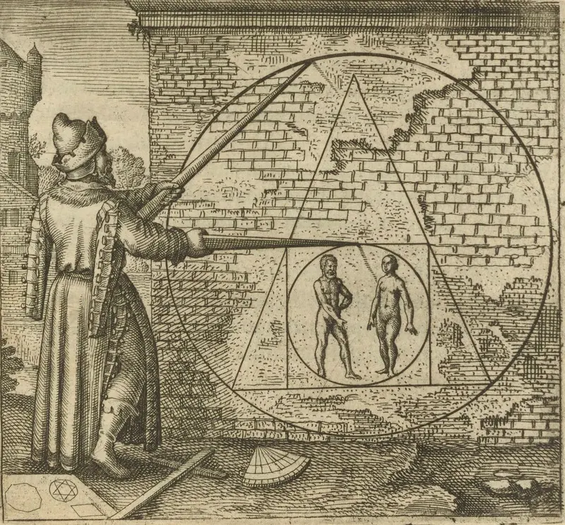 Emblem XXI — Squaring the Circle, Michael Maier; engraved by Matthäus Merian
