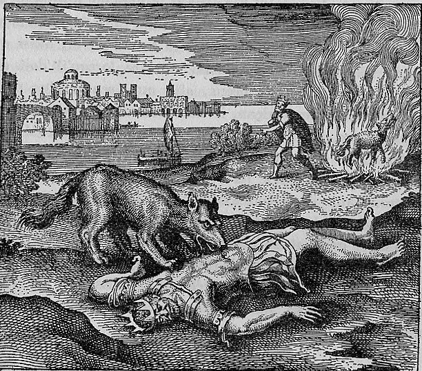 The Wolf Devours the King, Michael Maier (author); engraved by Matthäus Merian the Elder