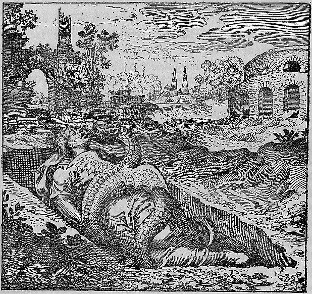 The Dragon and the Woman, Michael Maier (author); engraved by Matthäus Merian the Elder