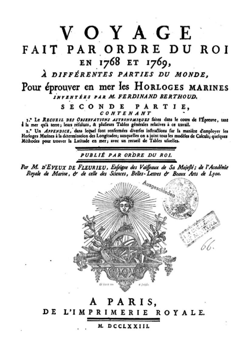 Voyage Fait par Ordre du Roi, 1768–1769, Ferdinand Berthoud