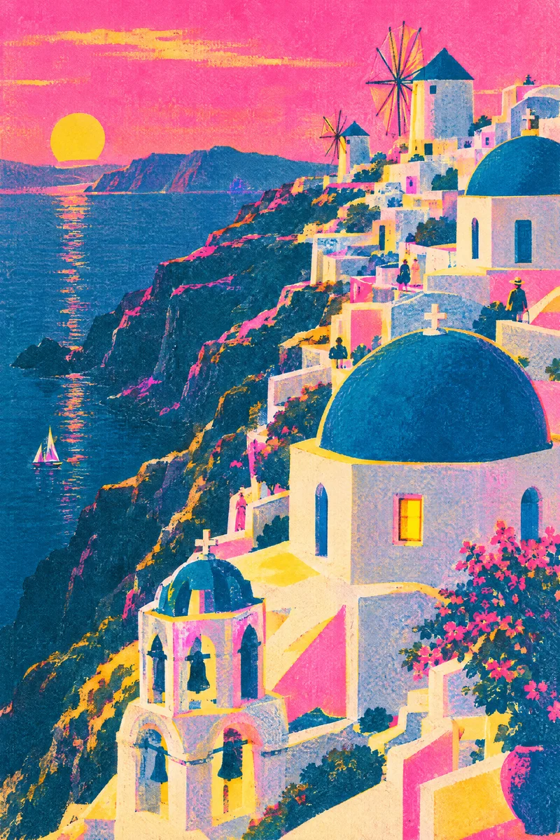 Blue Hour, Santorini, The Departure Board