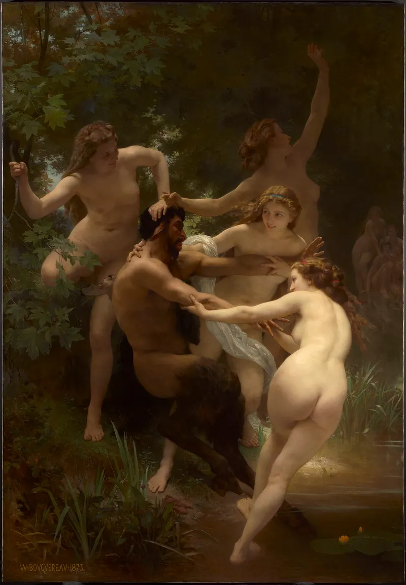 Nymphs and Satyr, William-Adolphe Bouguereau (1825 to 1905)