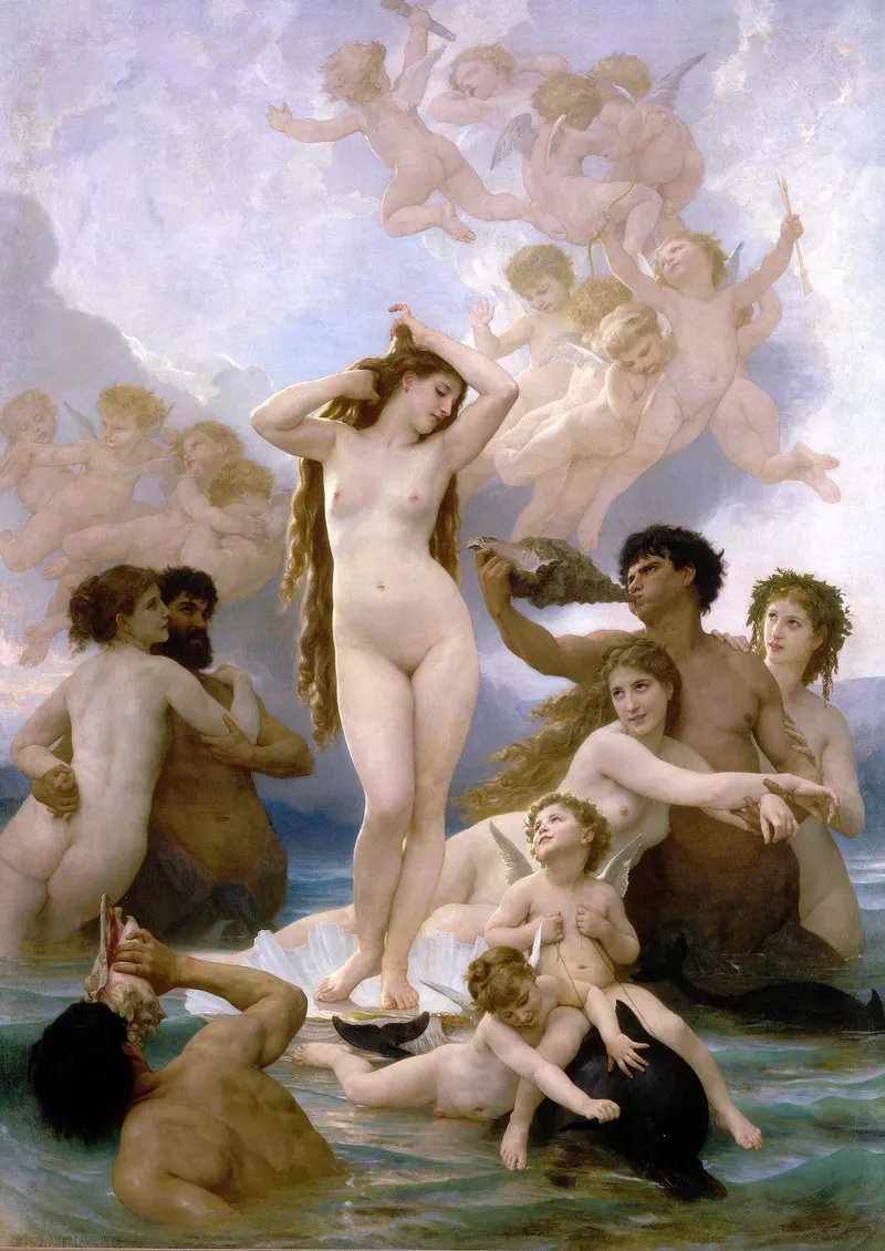 The Birth of Venus, William-Adolphe Bouguereau (1825 to 1905)