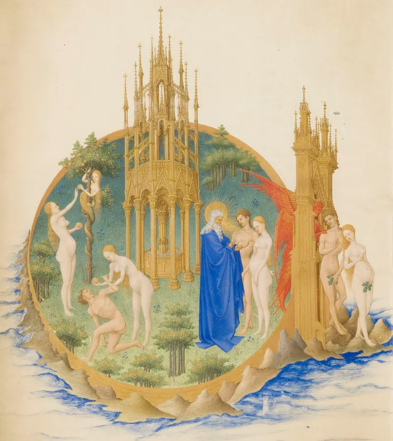 The Garden of Eden, The Limbourg Brothers (Herman, Paul & Jean de Limbourg); later folios completed by Jean Colombe