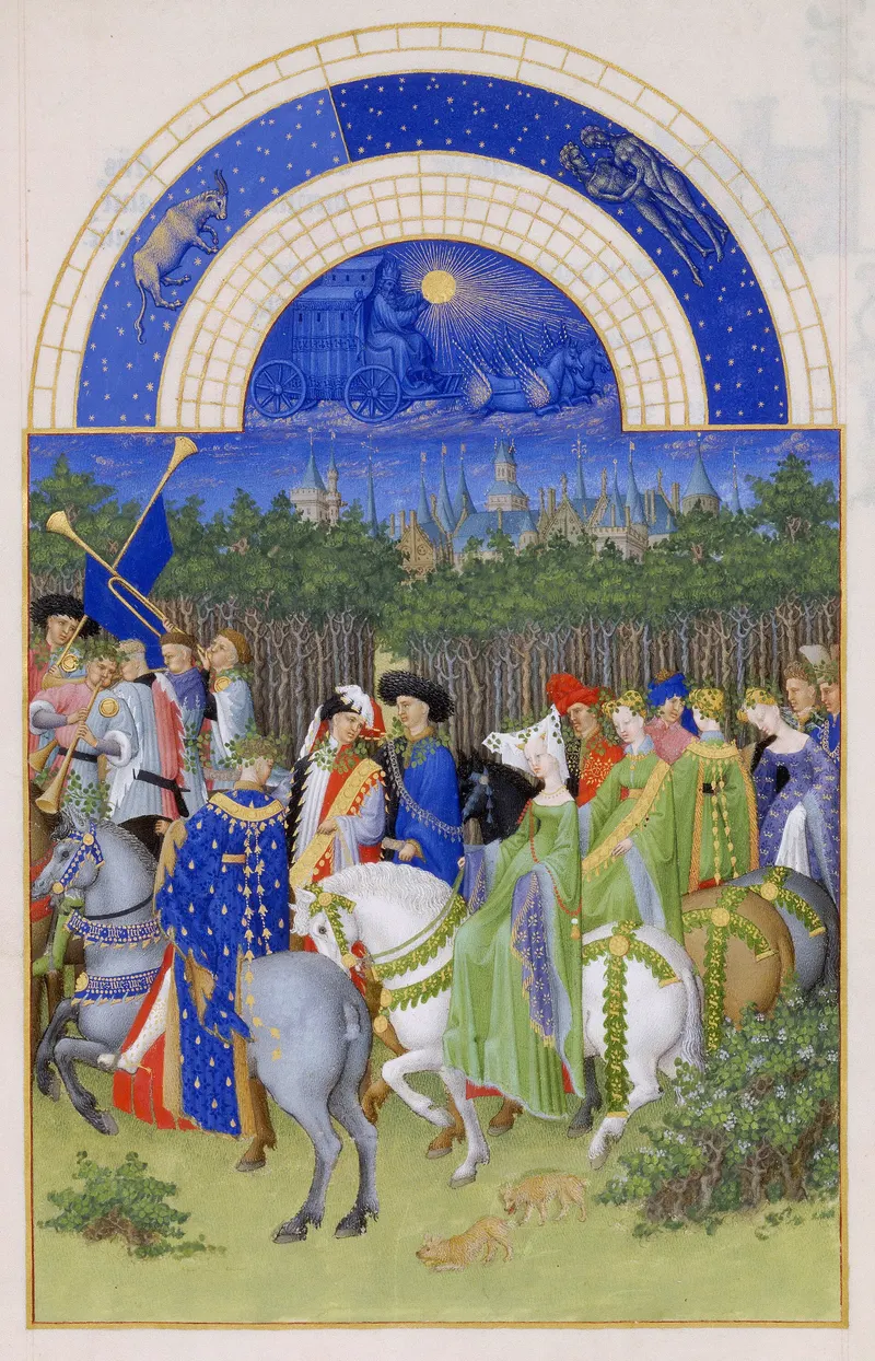 May — The Green Ride, The Limbourg Brothers (Herman, Paul & Jean de Limbourg); later folios completed by Jean Colombe