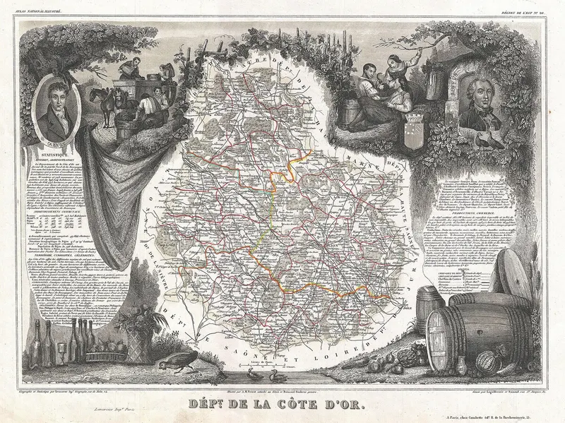 Carte du Département de la Côte-d’Or, Victor Levasseur (cartographer); Frédéric-Guillaume Laguillermie (engraver)