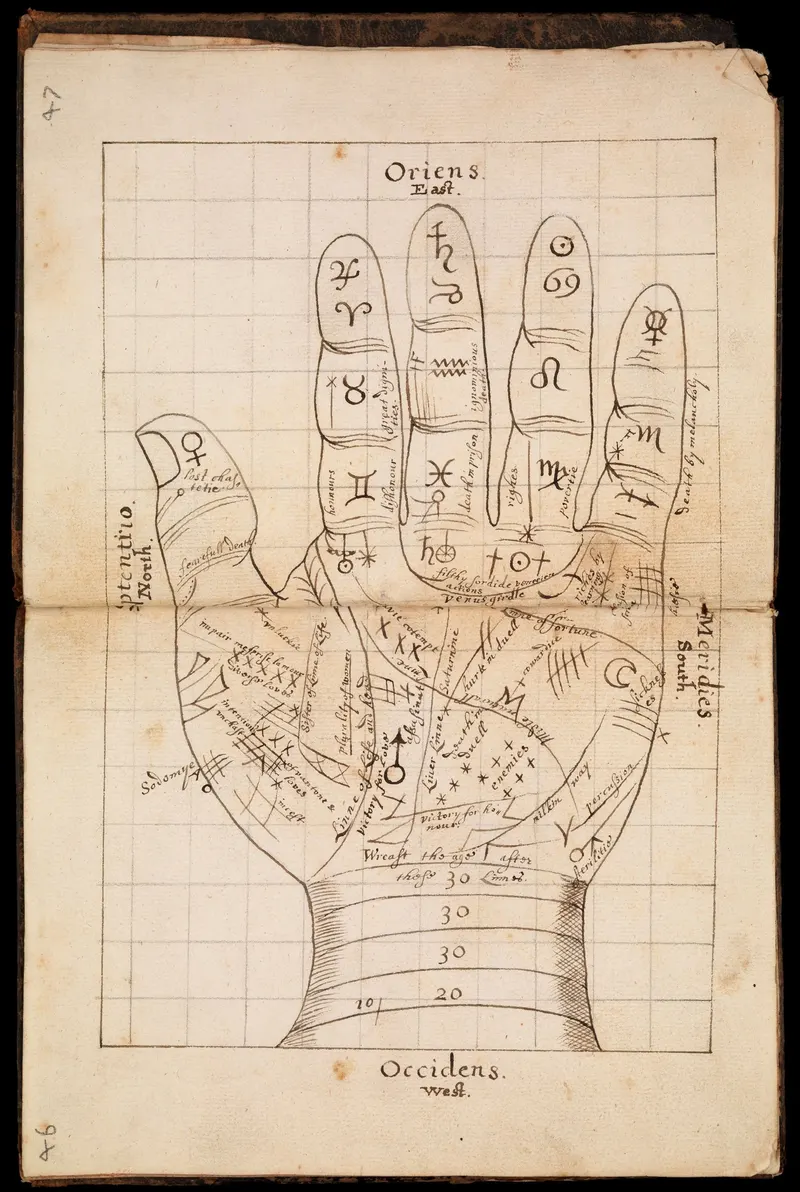 The Chiromantic Hand, Manuscript hand, unknown