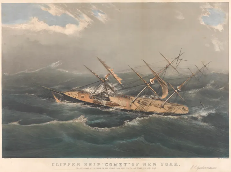 Clipper Ship Comet of New York in a Hurricane off Bermuda, N. Currier (after Charles Parsons)