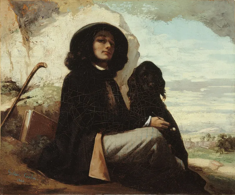 Self-Portrait with Black Dog, Gustave Courbet