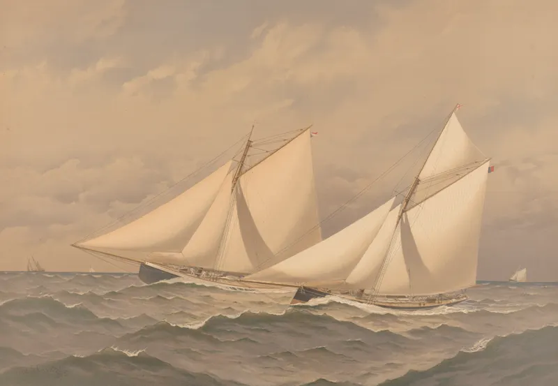 American Yachts, Extra Plate: For the America's Cup, 1885 - Near the Finish. Puritan, Genesta, Frederic S. Cozzens