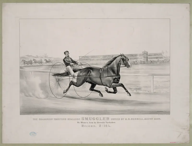 Champion Trotting Stallion Smuggler, Currier & Ives, hand-coloured lithograph