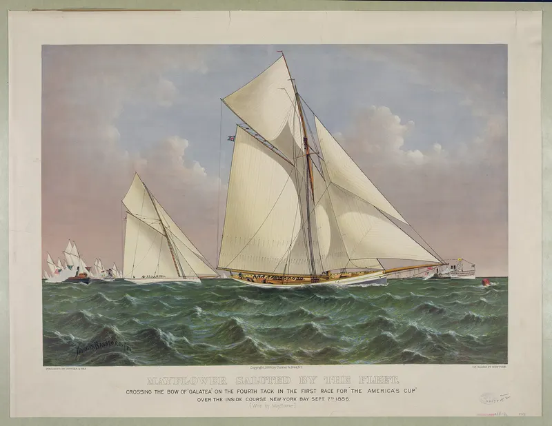 Mayflower Saluted by the Fleet, First Race for the America's Cup, September 7th 1886, Currier & Ives