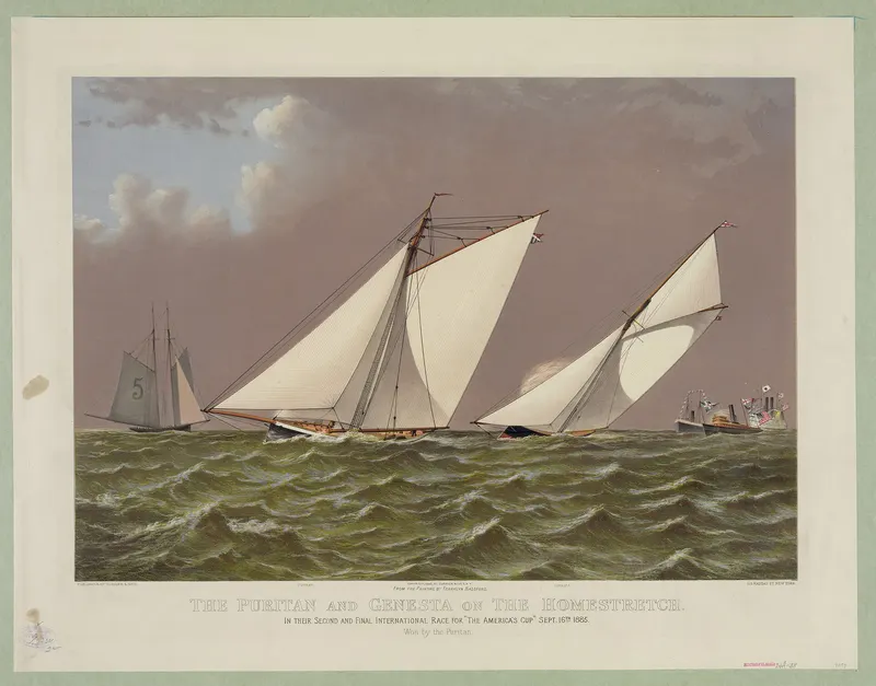 The Puritan and Genesta on the Homestretch, September 16th 1885, Currier & Ives