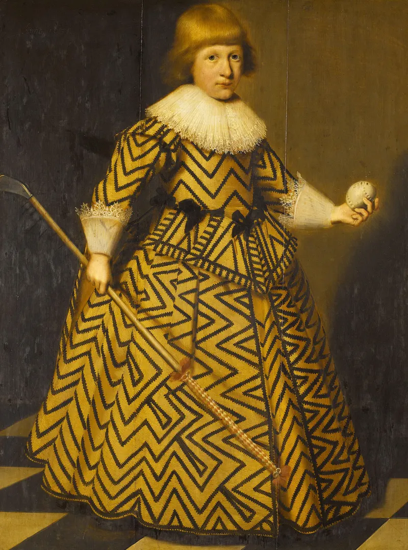 Portrait of a Boy with a Kolf Club, Wybrand de Geest the Elder, oil on panel