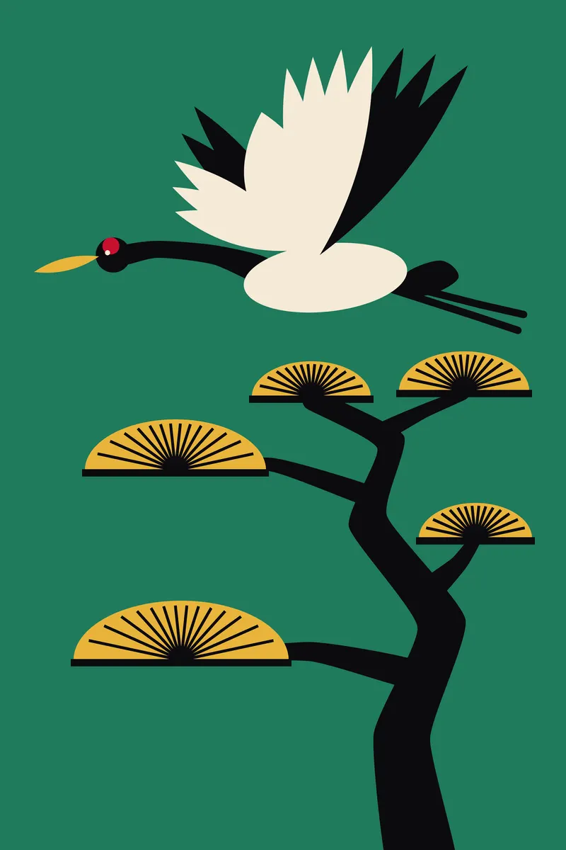 Crane and Pine, Painted Agency