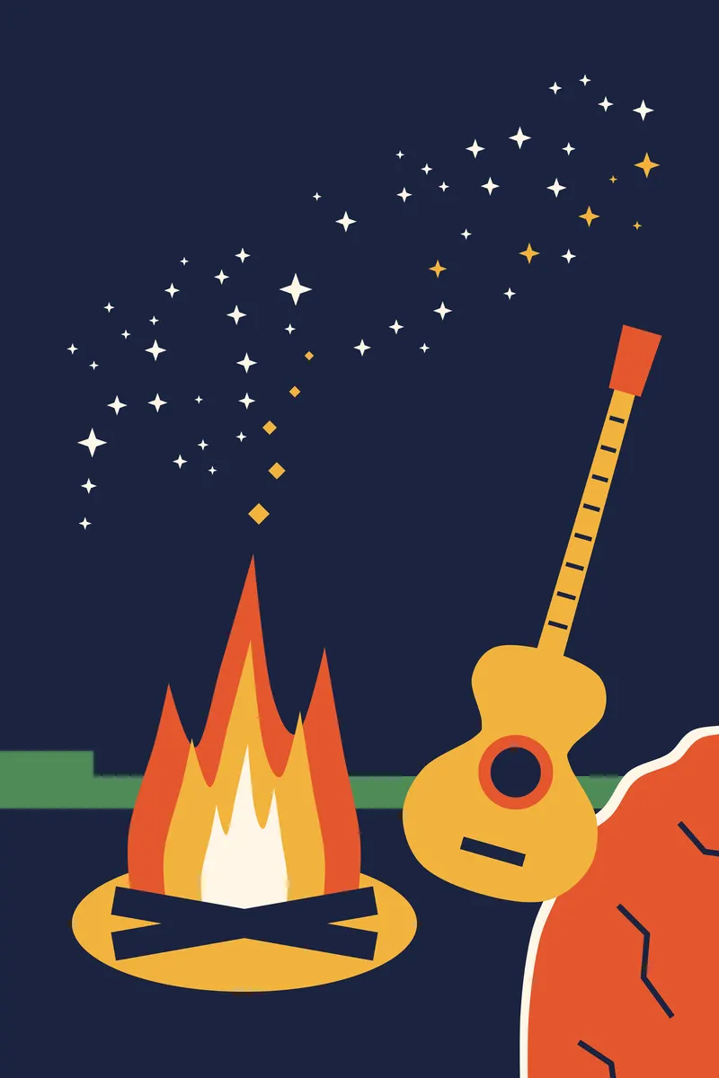 Campfire and Guitar, Painted Agency
