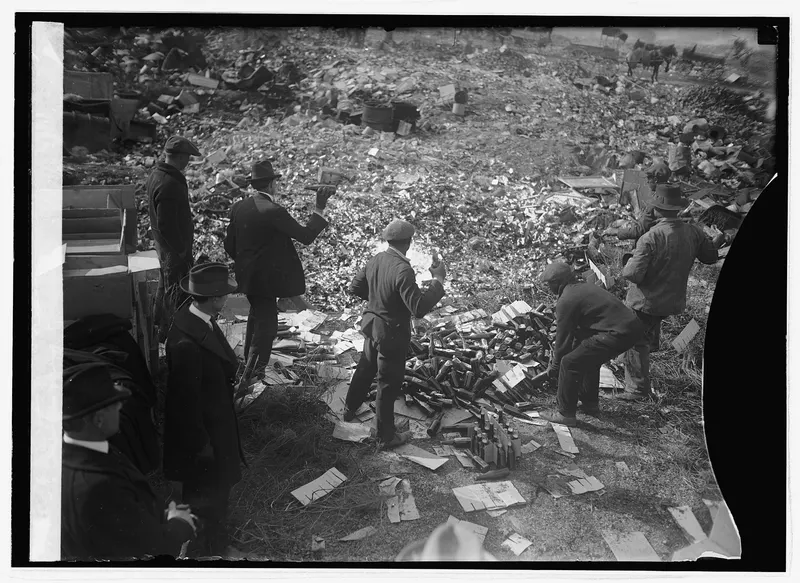 Destroying Liquor, 1923, Library of Congress, hosted on Wikimedia Commons.