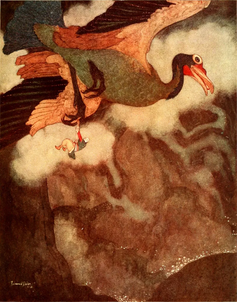 Sinbad and the Roc, Edmund Dulac (1882 to 1953)
