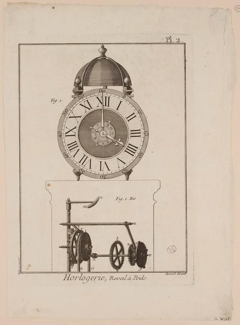 Horlogerie — Réveil à Poids, Robert Bénard, after Fossier
