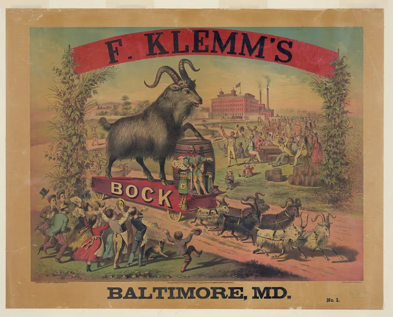 F. Klemm's Bock, Baltimore, 1880, Library of Congress, Prints & Photographs Division; no known restrictions. Hosted on Wikimedia Commons.