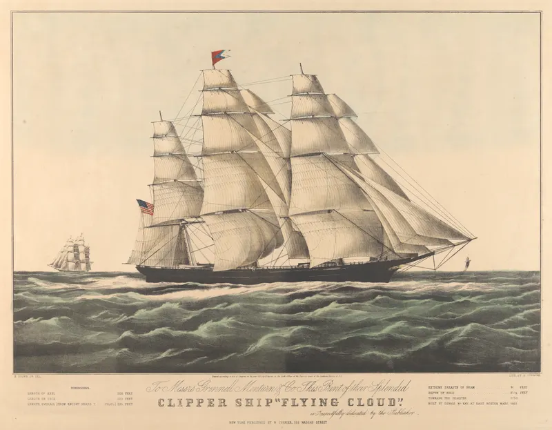The Clipper Ship 'Flying Cloud' at Sea Under Full Sail, N. Currier (after E. Brown Jr.)