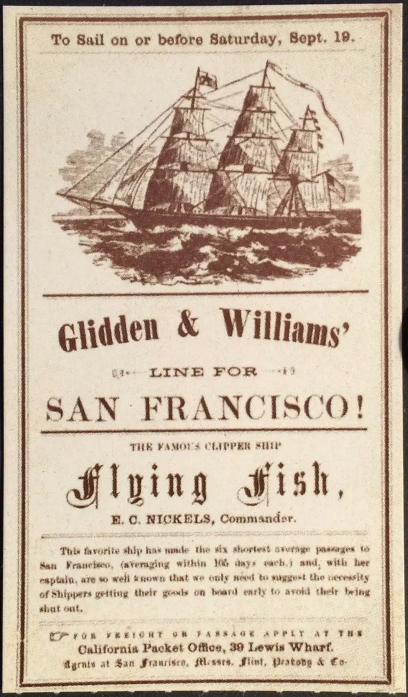 Clipper Ship Flying Fish - Sailing Card, unattributed job printer