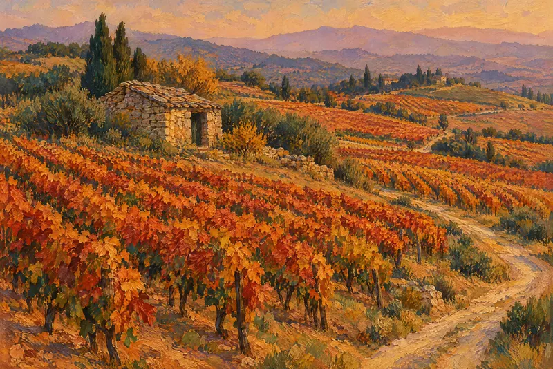 October Vineyard Hut, Painted Agency