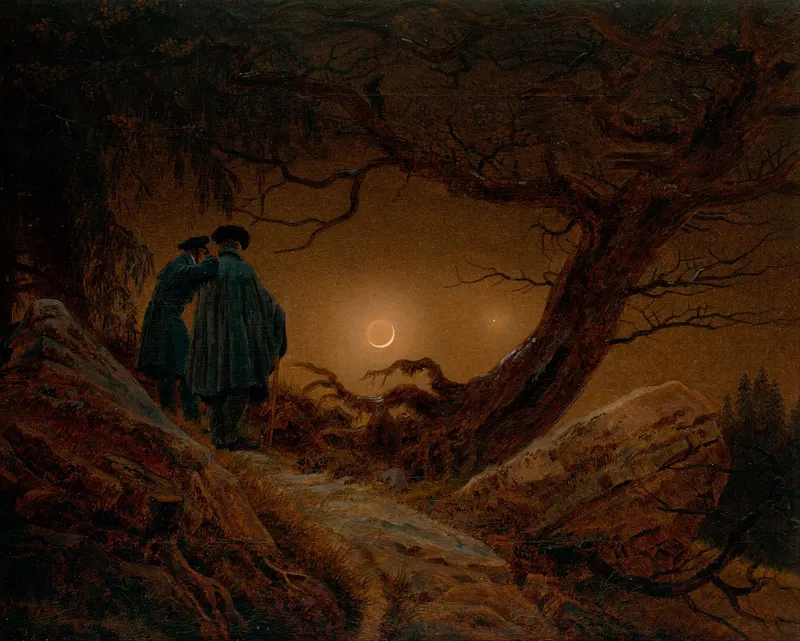 Two Men Contemplating the Moon, Caspar David Friedrich (1774 to 1840)