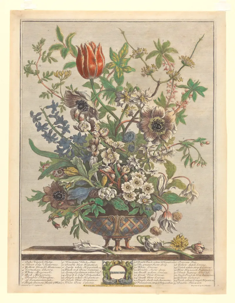 February, Henry Fletcher, after Pieter Casteels III, pub. Robert Furber