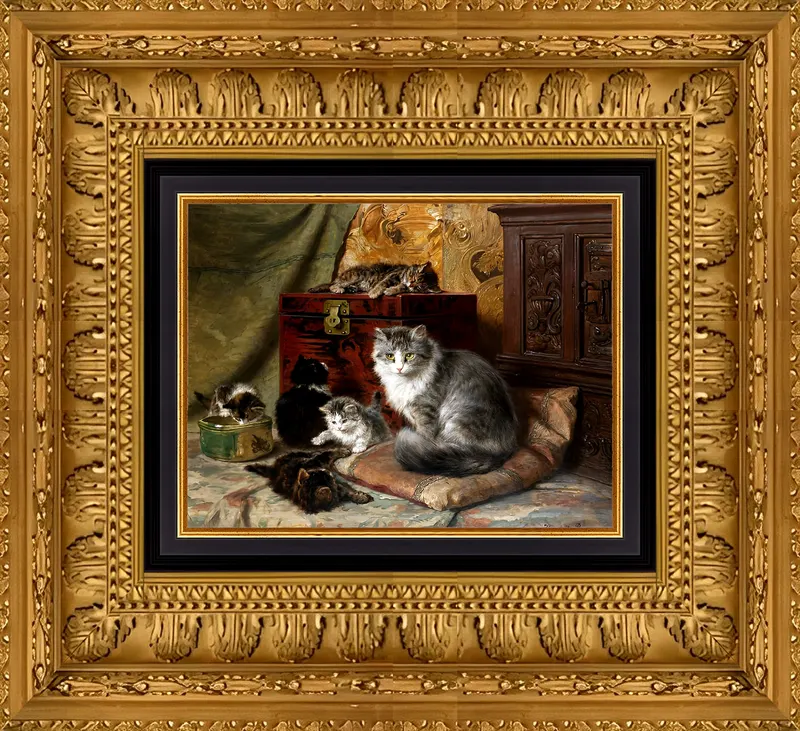 A Cat and Her Kittens at Play, Henriëtte Ronner-Knip
