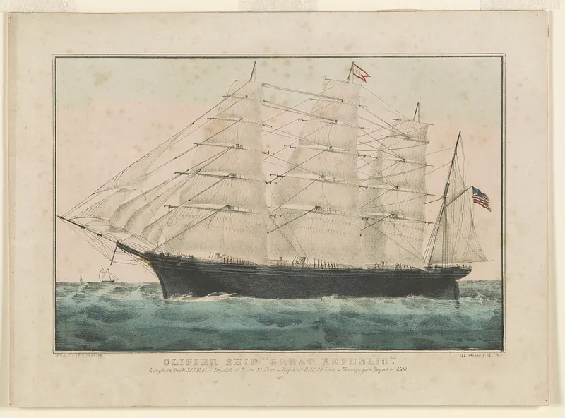 Clipper Ship 'Great Republic' - Length on Deck 325 Feet, Currier & Ives