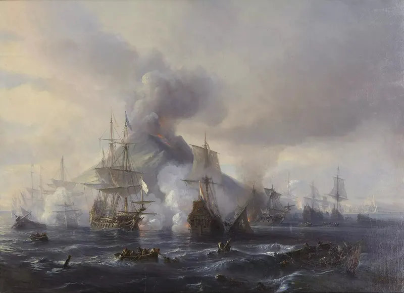 The Battle of Alicudi off Stromboli, 1676, Théodore Gudin