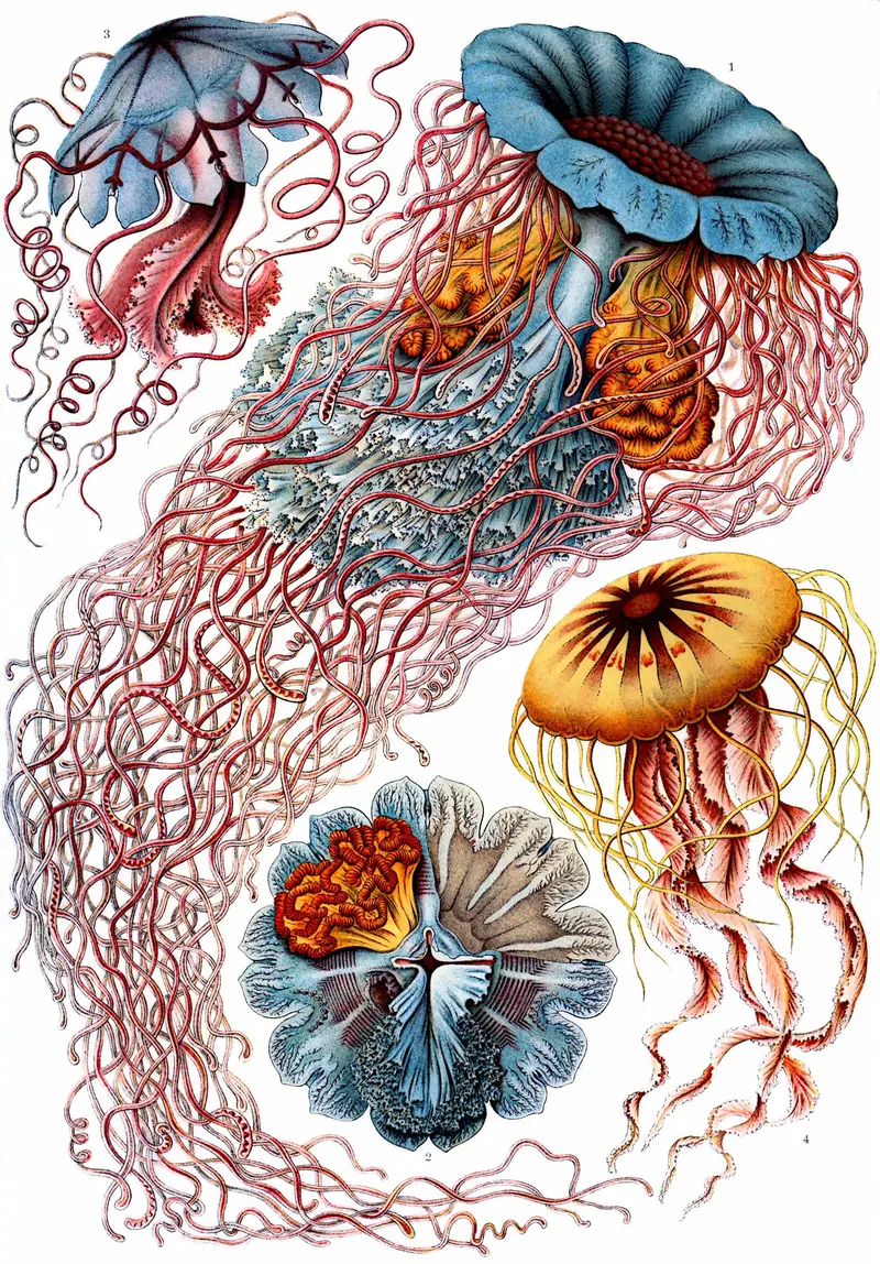 Discomedusae, Ernst Haeckel (lithograph by Adolf Giltsch)