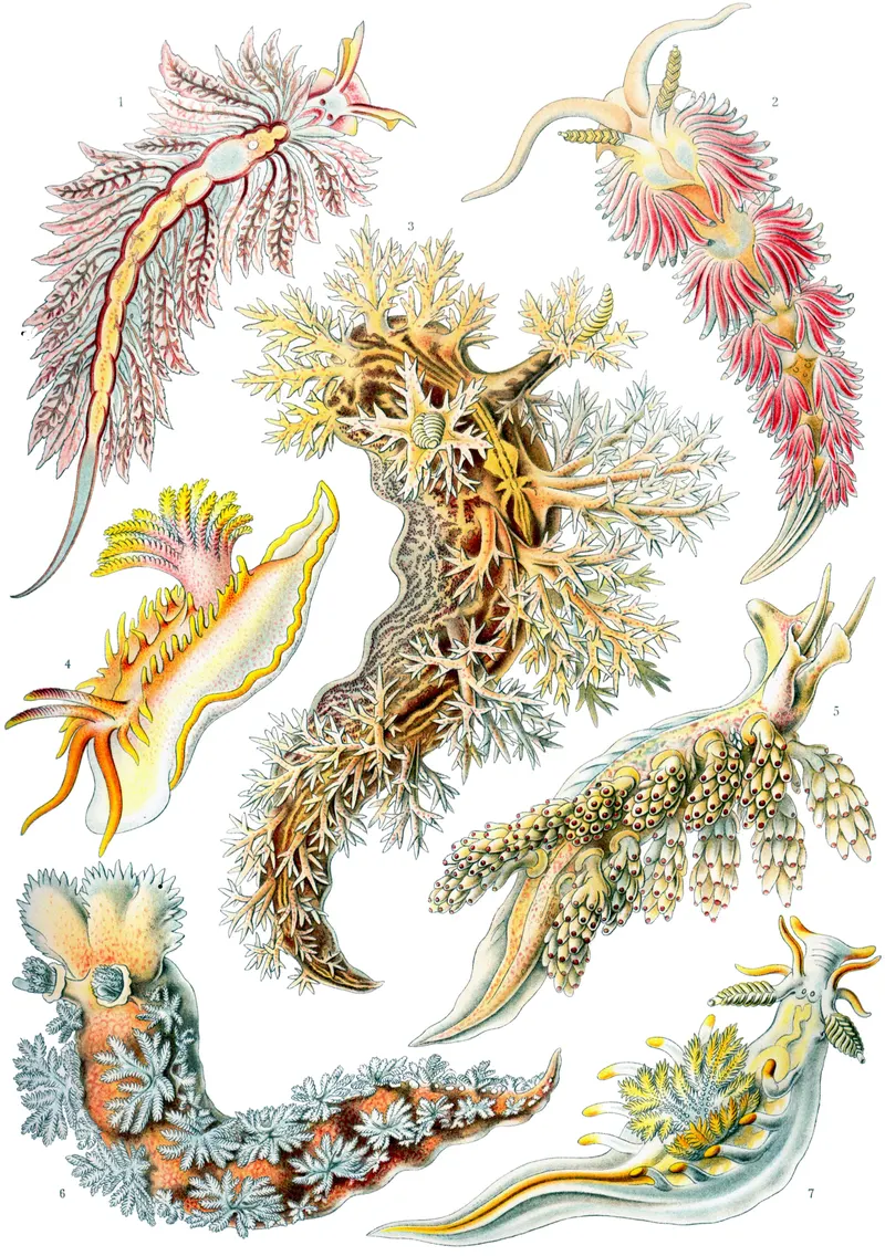 Nudibranchia, Ernst Haeckel (lithograph by Adolf Giltsch)