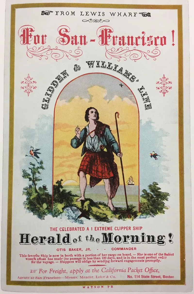 Clipper Ship Herald of the Morning - Sailing Card, unattributed job printer