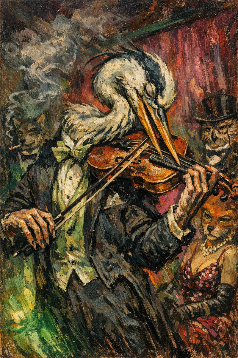 Heron With a Violin, Feverglass