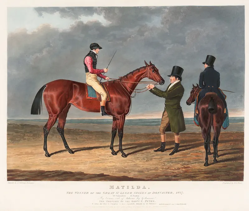Matilda, the winner of the Great St. Leger Stakes at Doncaster, 1827, R. G. Reeve after John Frederick Herring Sr., hand-coloured engraving