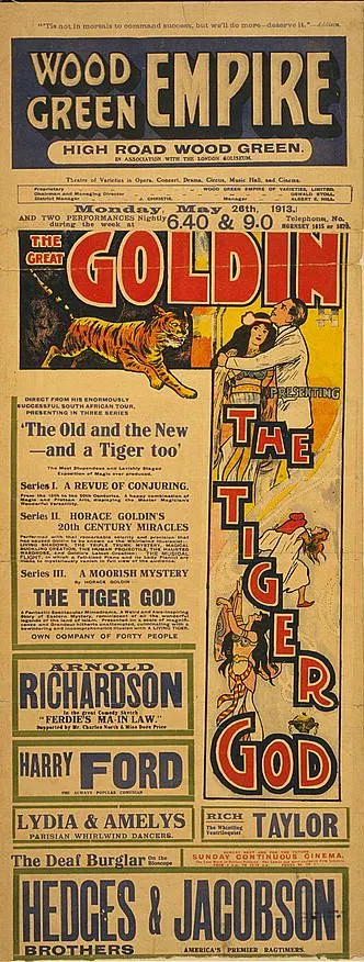 The Great Goldin — Presenting The Tiger God, National Ptg. & Engraving Co.