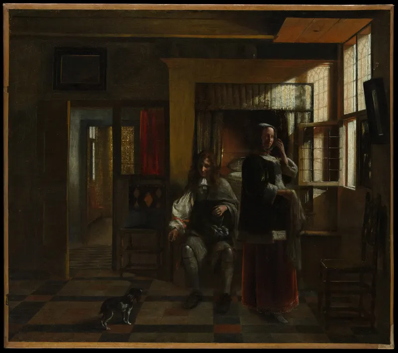 Interior with a Young Couple, Pieter de Hooch (1629 to 1684)