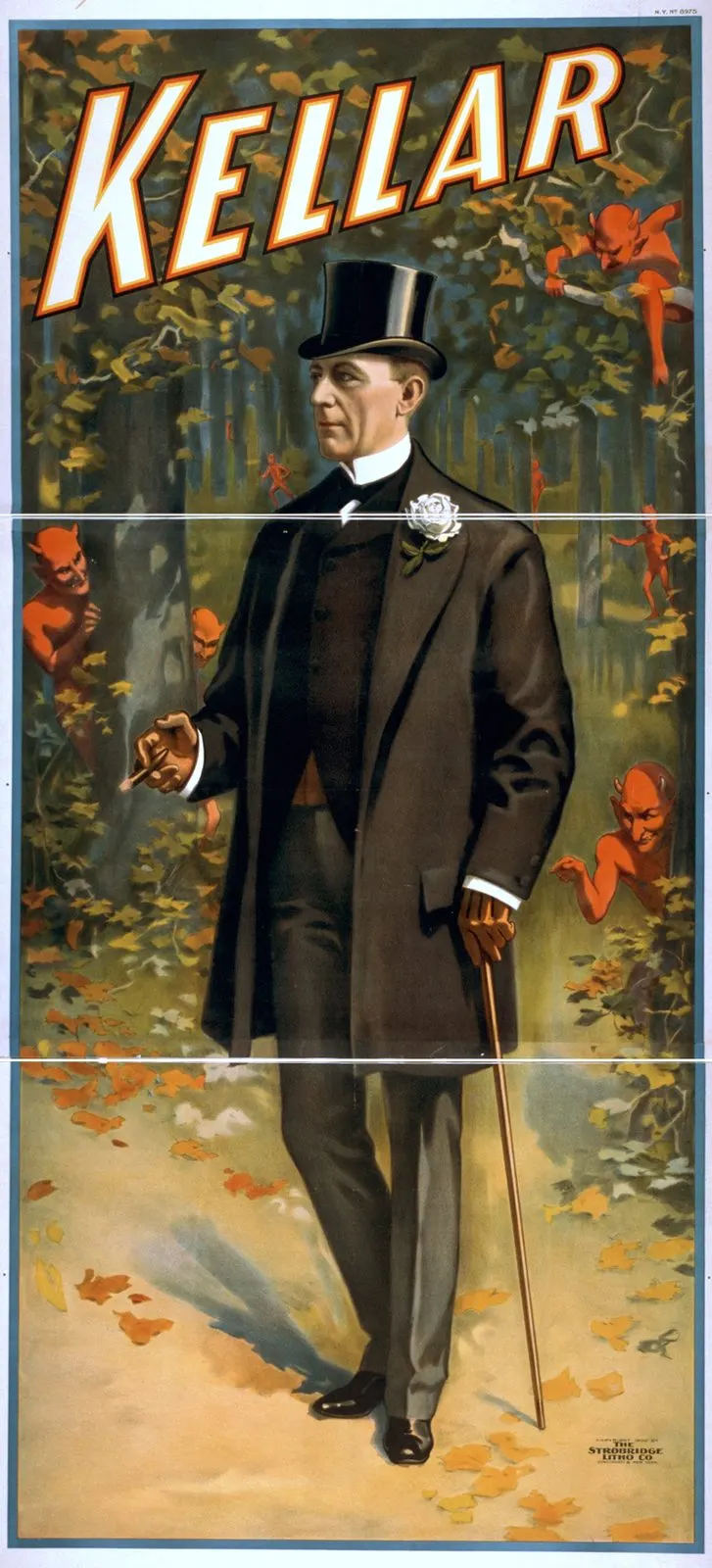 Kellar — The Imps in the Woods (three-sheet standee), Strobridge Litho. Co. (Cincinnati & New York)