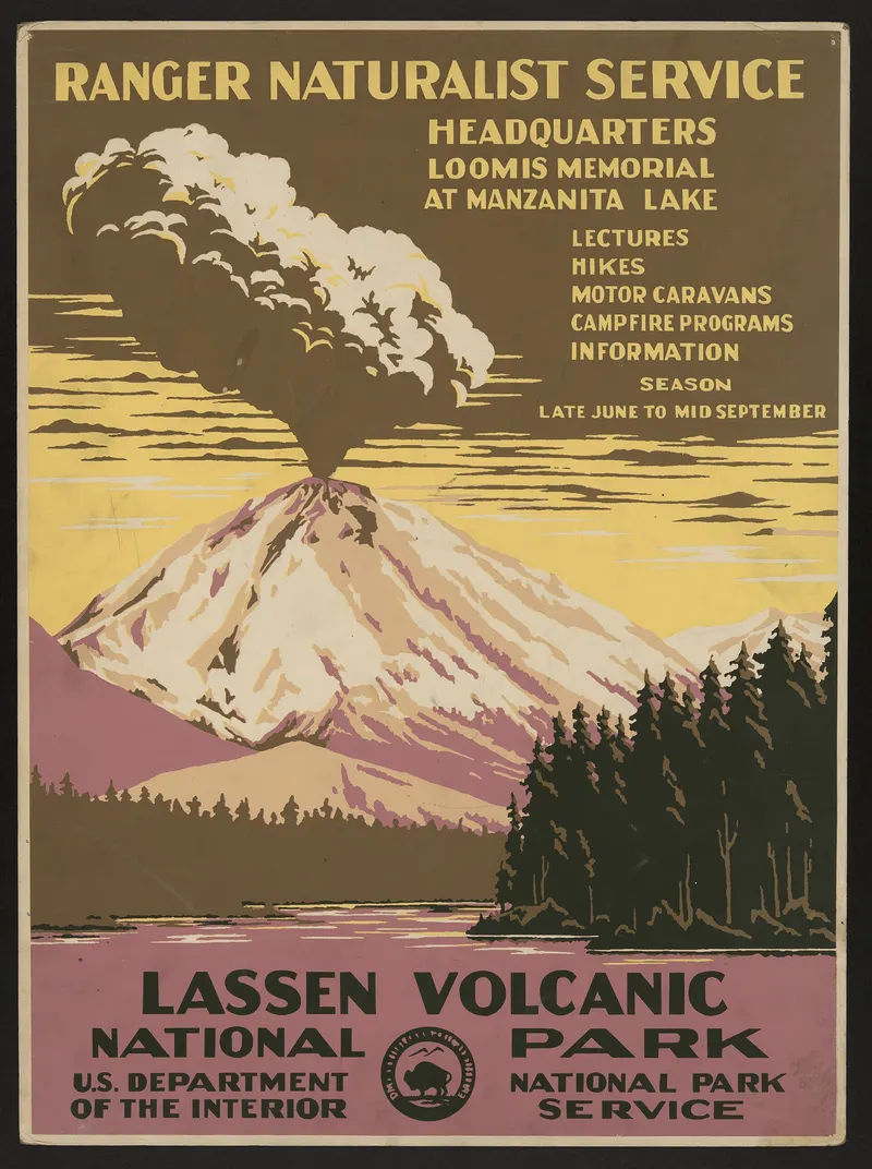 Lassen Volcanic National Park, Ranger Naturalist Service — WPA Federal Art Project, C. Don Powell