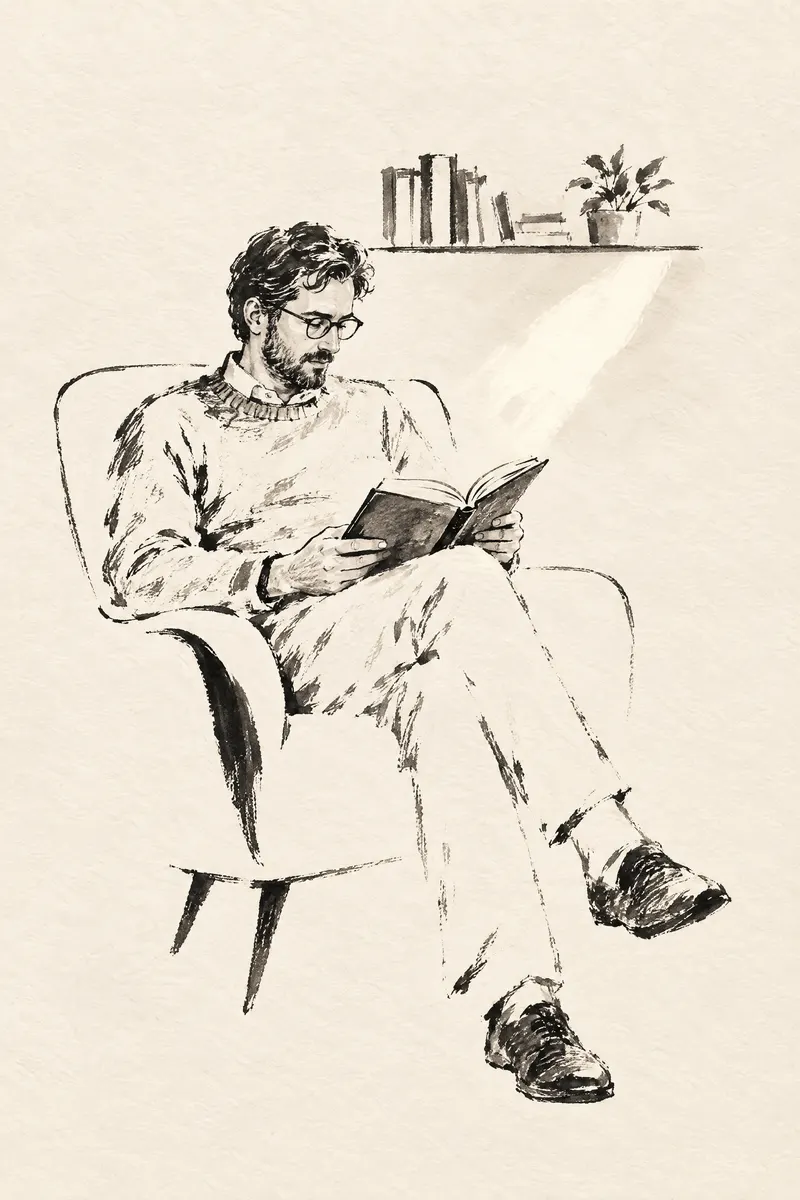 Man Reading, Painted Agency